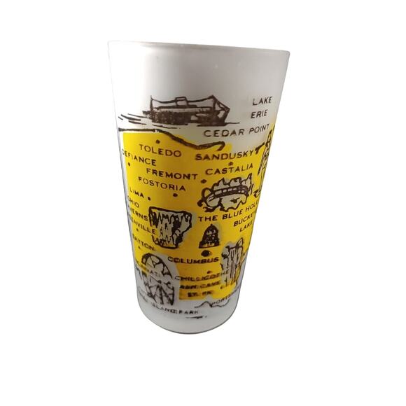 Vintage State Of Ohio Buckeye State Frosted Souvenir Hazel Atlas 1950 - Picture 8 of 10